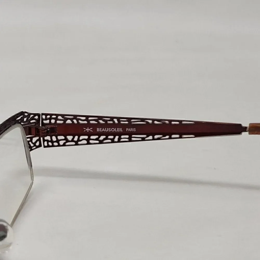 BEAUSOLEIL M163 EYEGLASSES FRAME PARIS HALF RIMLESS RED METAL 52 18 135